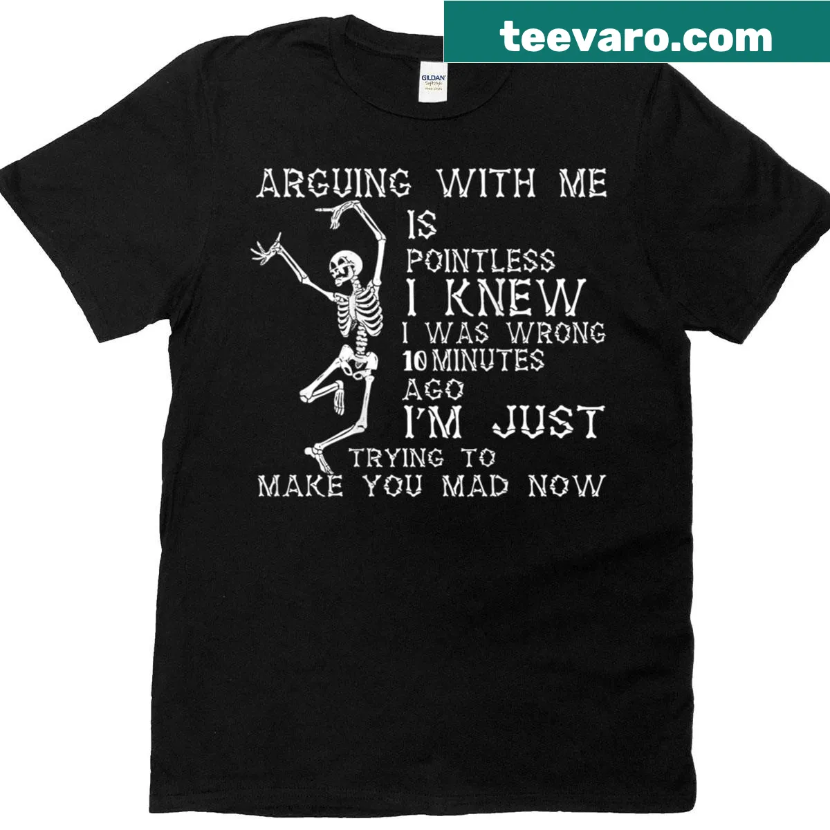 Sarcastic shirt with text about pointless arguments — on a men's t-shirt