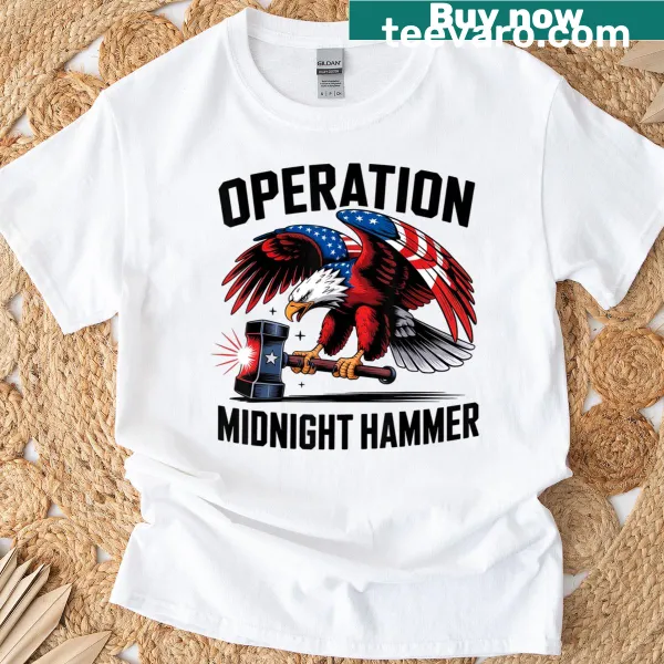 Funny t-shirt with Operation Midnight Hammer text graphic