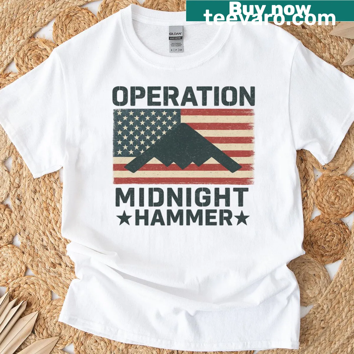 Stealth bomber graphic with USA flag on a patriotic t-shirt — on a men's t-shirt