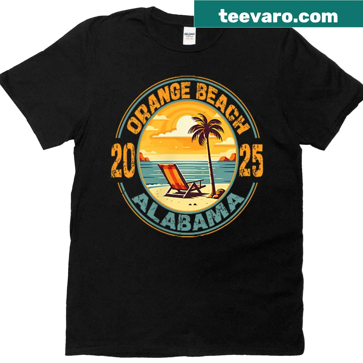 Matching family vacation t-shirt with text Orange Beach Alabama Family Vacation 2025 — on a men's t-shirt