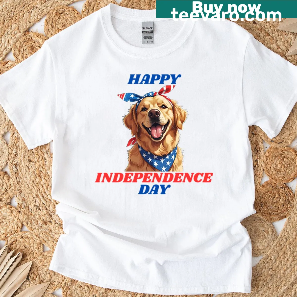 Patriotic dog design for 4th of July celebration — on a men's t-shirt