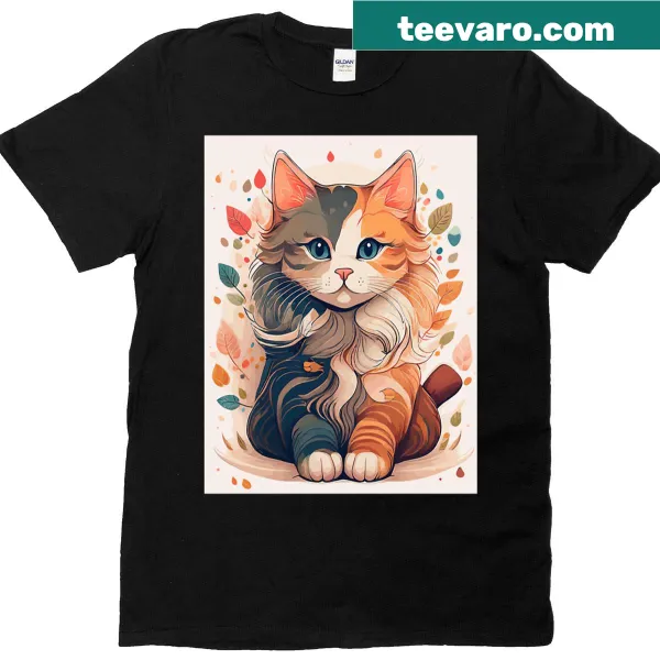Cute paws and purring cats graphic on a T-shirt