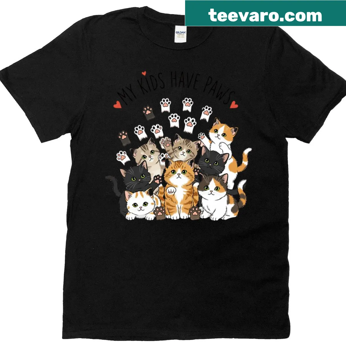 Text design stating 'Pawsitively My Children' on a T-shirt — on a men's t-shirt