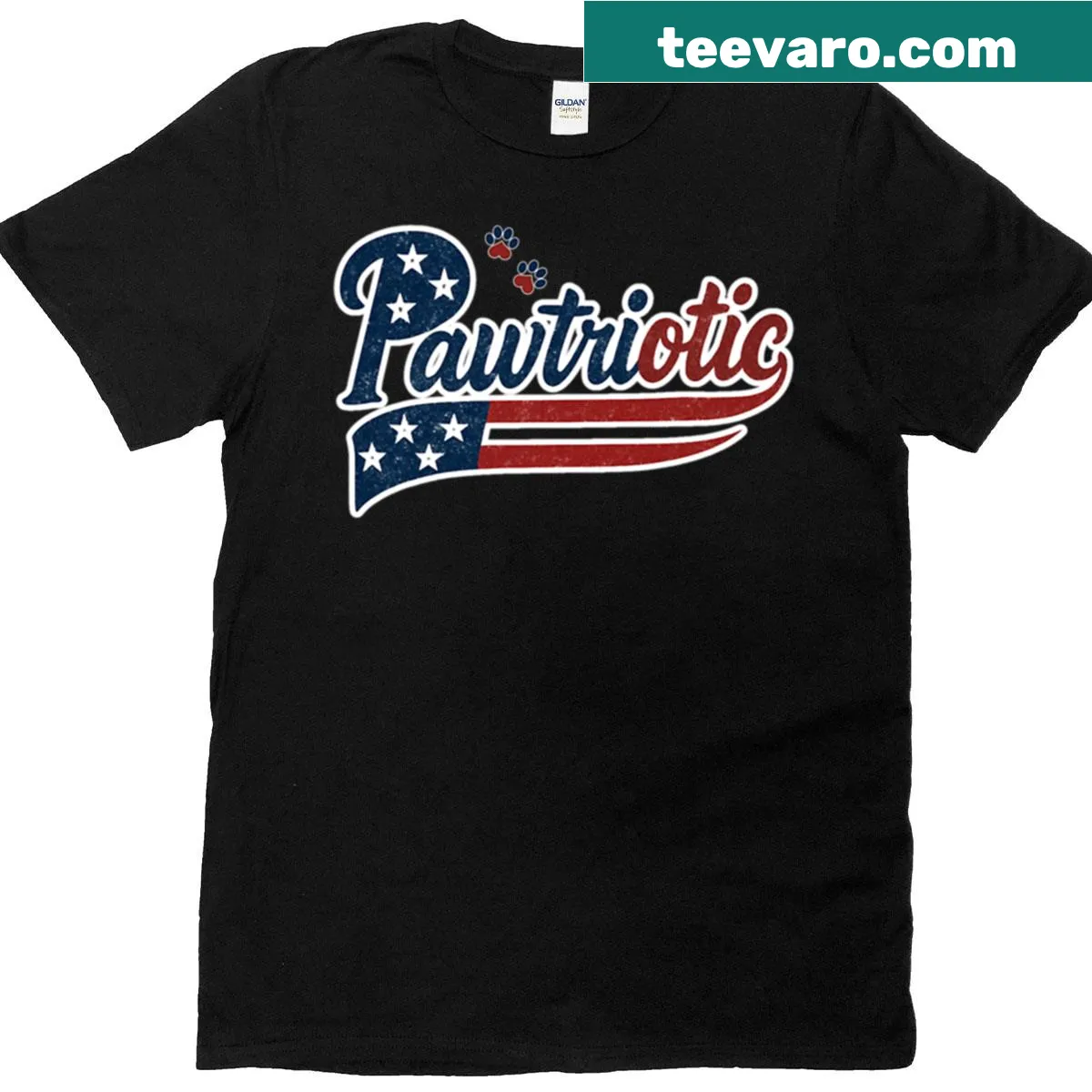 Oversized T-shirt featuring a dog-themed design for the Fourth of July — on a men's t-shirt
