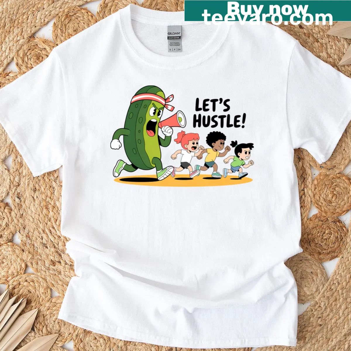 Illustration of a pickle in a coach's outfit on gym t-shirt — on a men's t-shirt