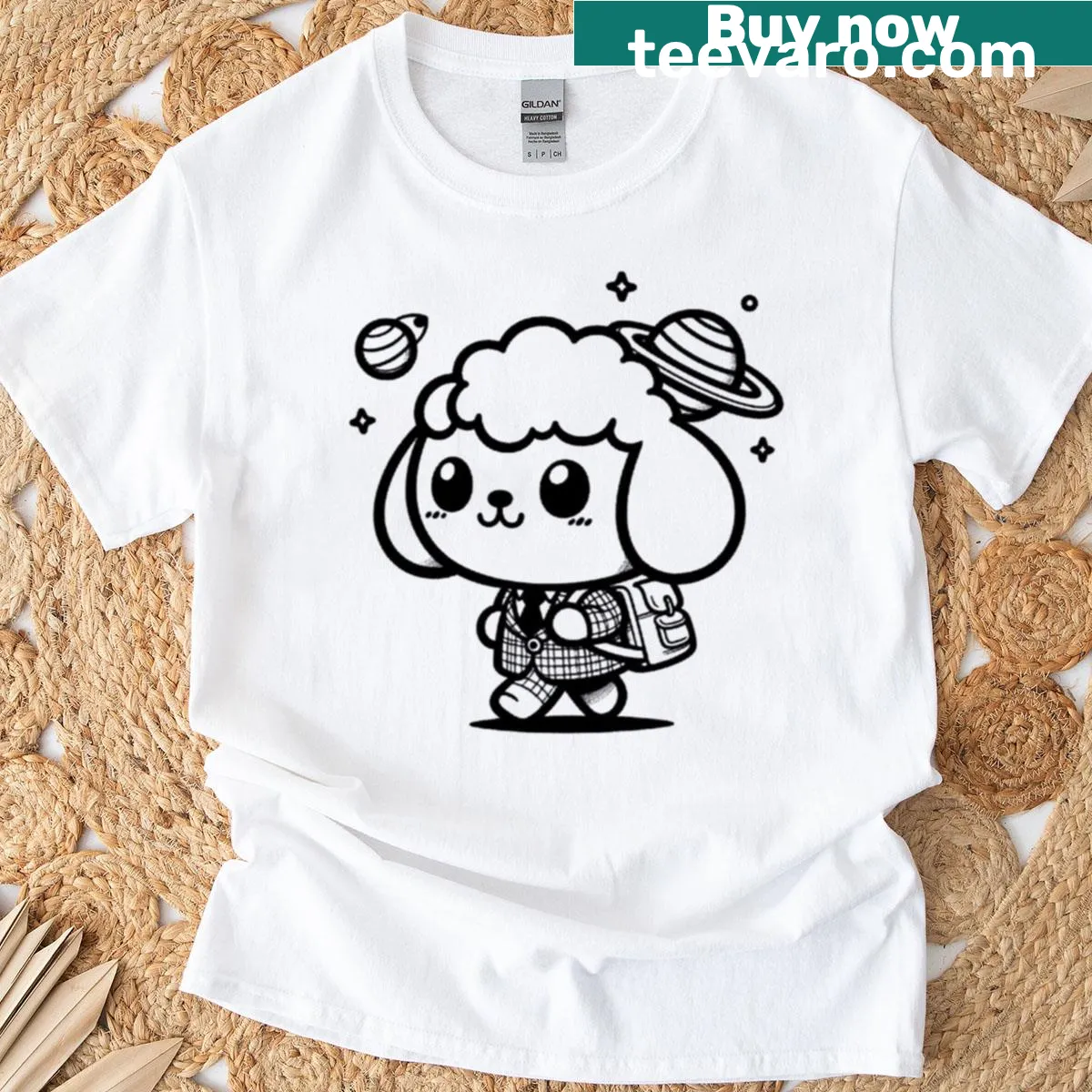 Charming t-shirt with a school adventure illustration — on a men's t-shirt
