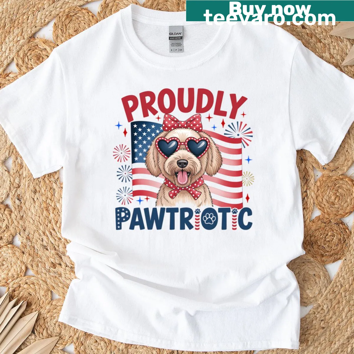 Funny patriotic dog lover t-shirt with a festive dog graphic — on a men's t-shirt