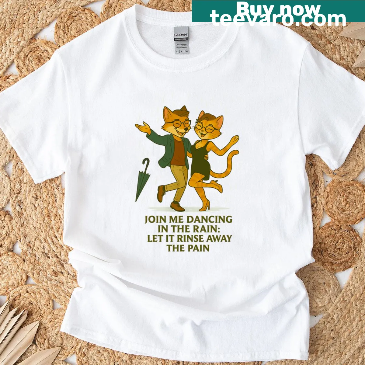 Illustrative Rain Dance t-shirt with abstract designs — on a men's t-shirt