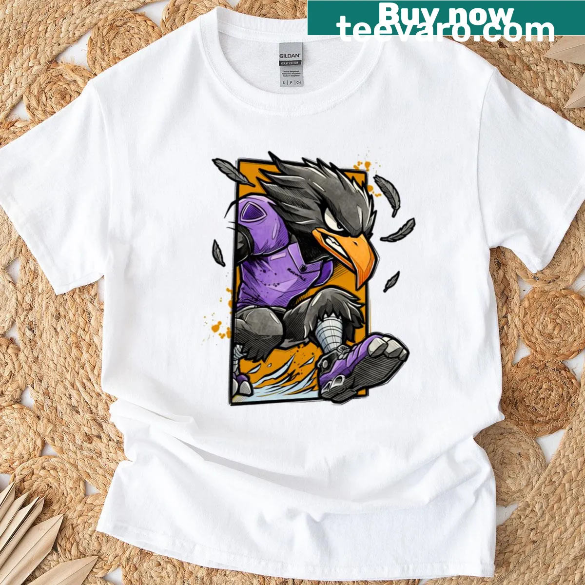 Baltimore Ravens themed T-shirt with emblematic design — on a men's t-shirt