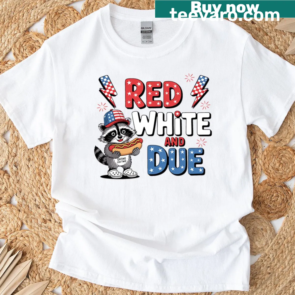 Oversized 4th of July raccoon graphic design for casual wear — on a men's t-shirt