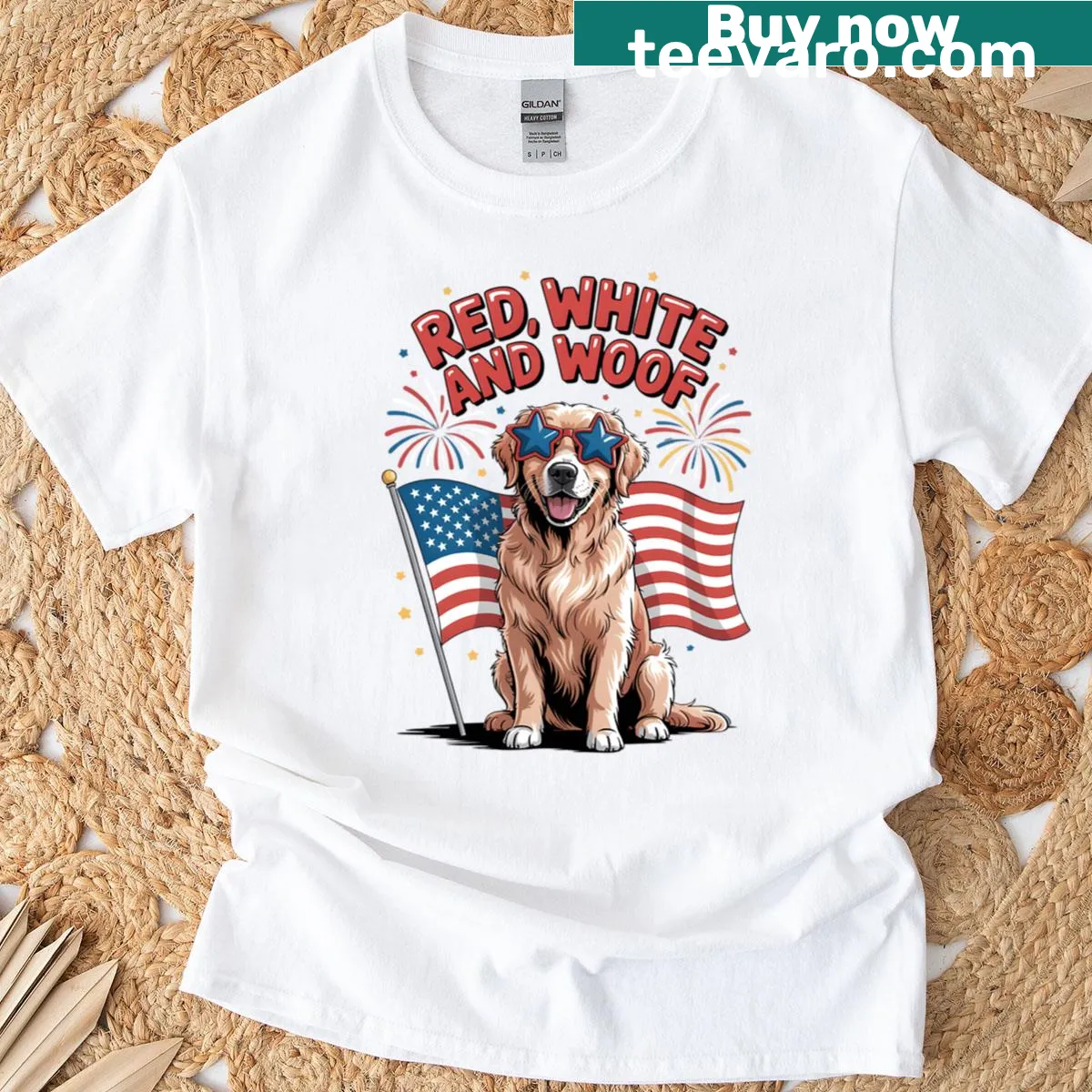 Patriotic graphic t-shirt for dog lovers with a fun design — on a men's t-shirt
