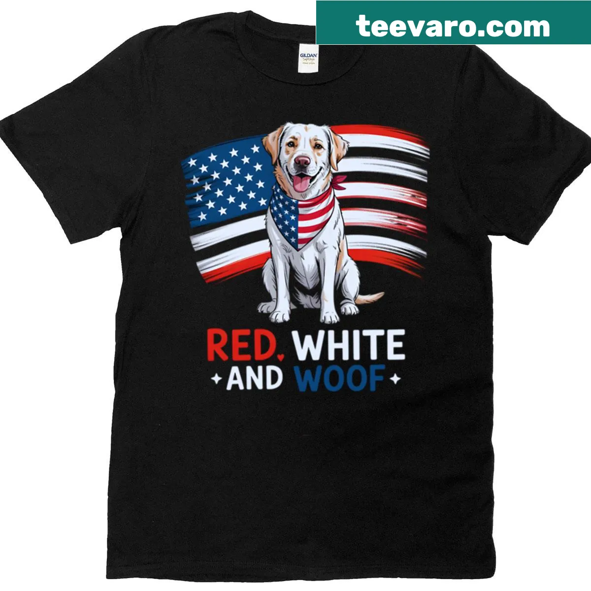 Playful pup sketch in patriotic theme for dog lovers — on a men's t-shirt