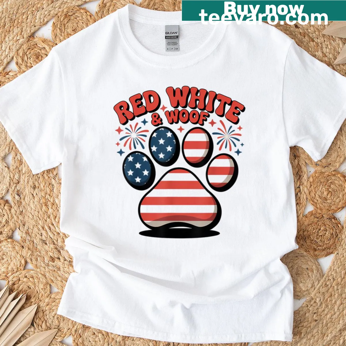 Unisex patriotic dog lover graphic for 4th of July — on a men's t-shirt