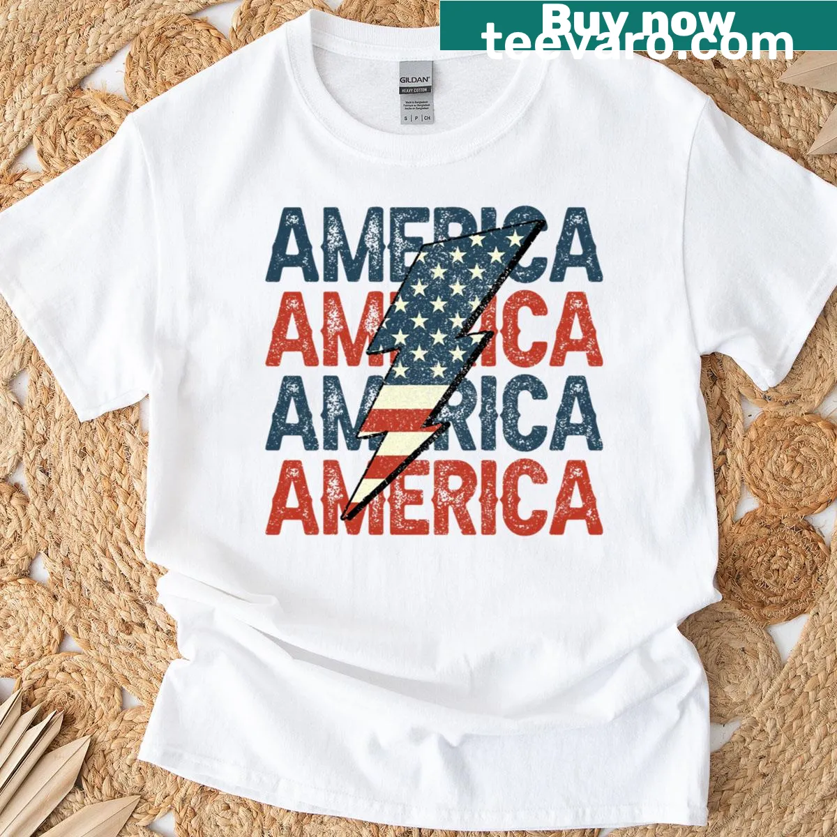 Funny cowgirl t-shirt for 4th of July with a playful design. — on a men's t-shirt