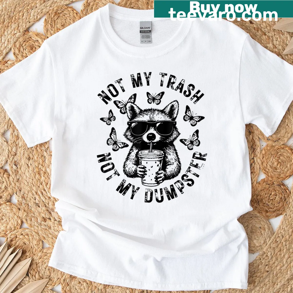 Vintage distressed t-shirt featuring a playful raccoon graphic — on a men's t-shirt