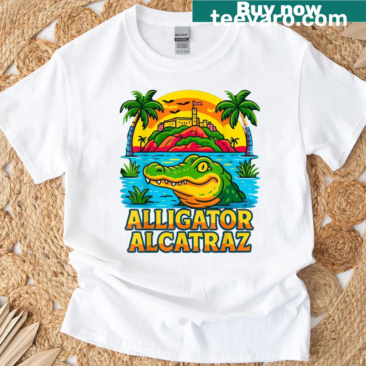 Retro t-shirt featuring a vintage design of an alligator and Everglades — on a men's t-shirt