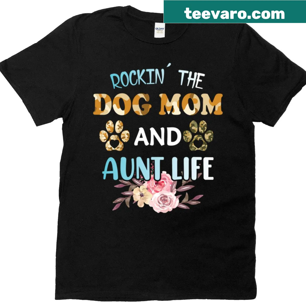 Oversized T-shirt celebrating dog mom life with playful dog illustration — on a men's t-shirt