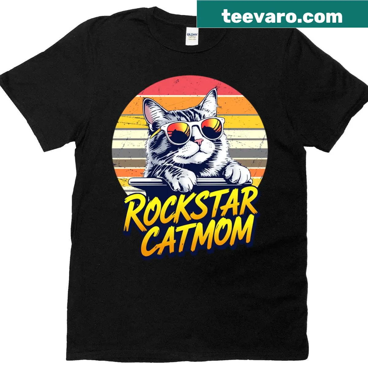 Vintage-style T-shirt for cat moms featuring a retro graphic — on a men's t-shirt