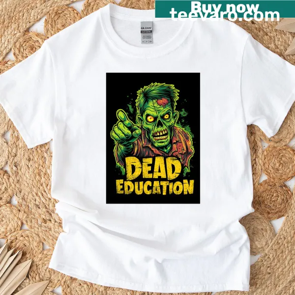 Humorous zombie monster graphic t-shirt with a satirical twist