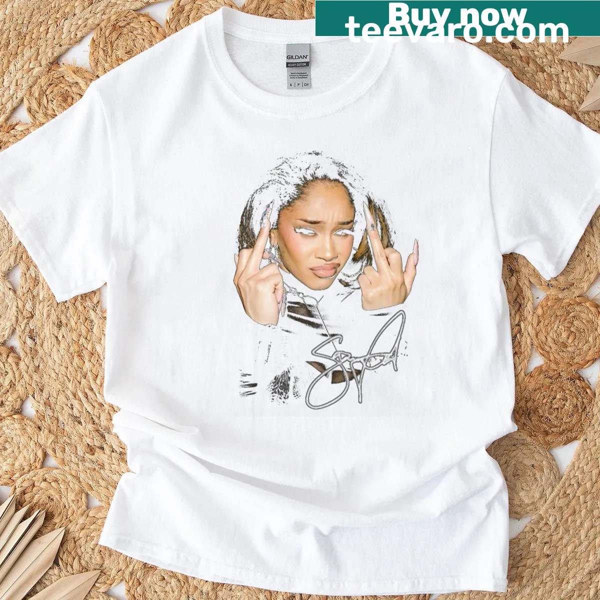 Bold typography Saweetie Push On motivational graphic T-shirt — on a men's t-shirt