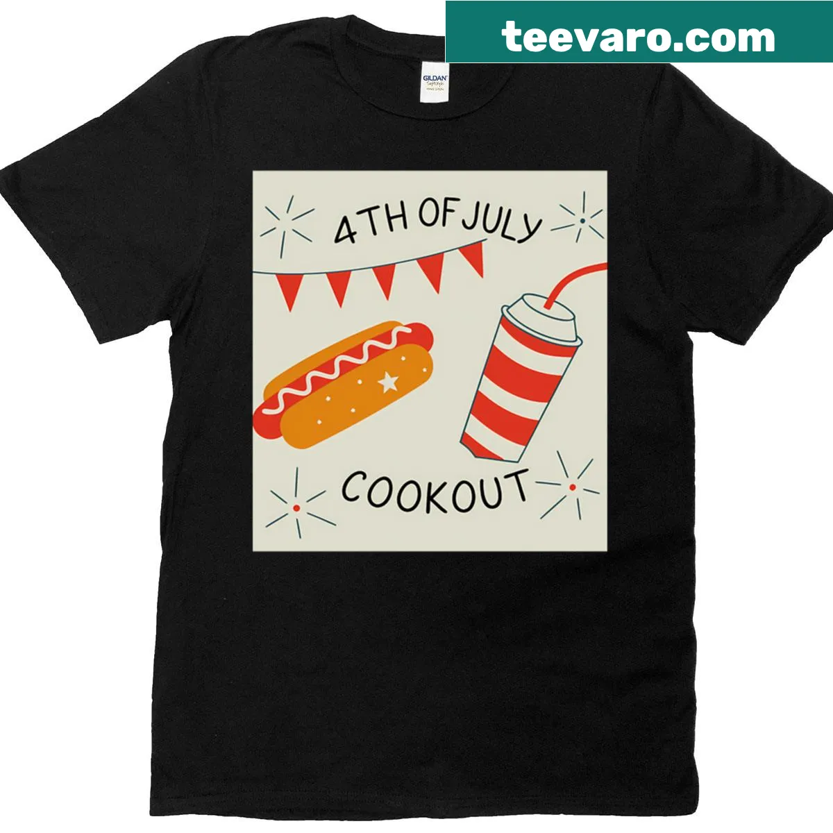 Fourth of July cookout celebration themed t-shirt — on a men's t-shirt