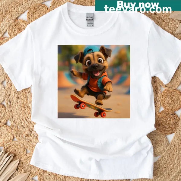 Border terrier on skateboard illustration T-shirt