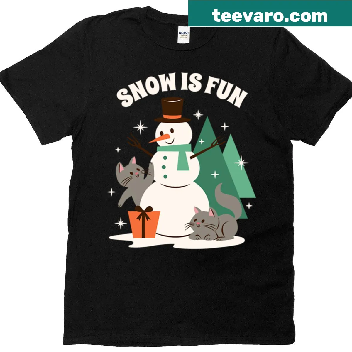 T-shirt that humorously states 'Snow Is Fun', celebrating winter activities. — on a men's t-shirt