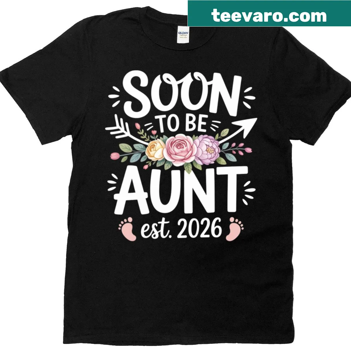 Floral-themed shirt announcing soon-to-be aunt status for 2026. — on a men's t-shirt