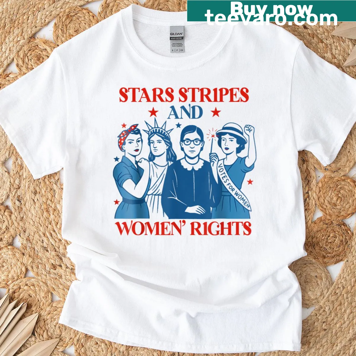 Retro design with stars and stripes promoting equal rights — on a men's t-shirt
