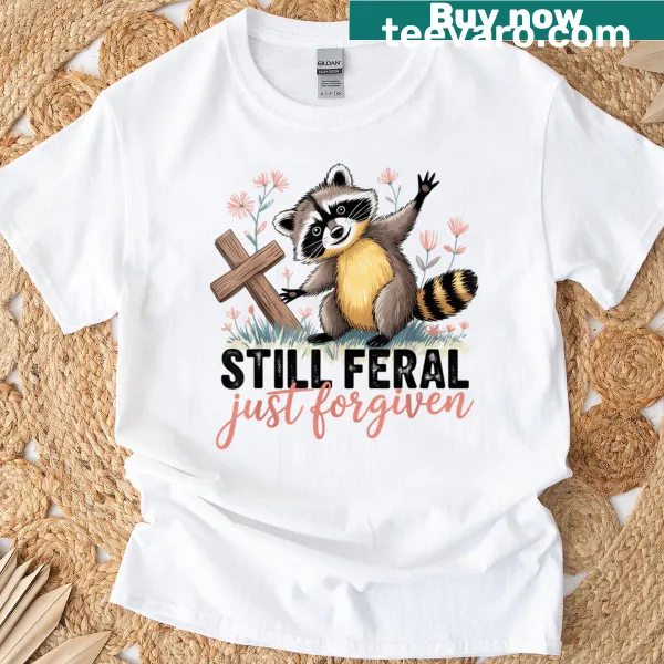 Vintage Christian T-shirt with raccoon graphic and cross text