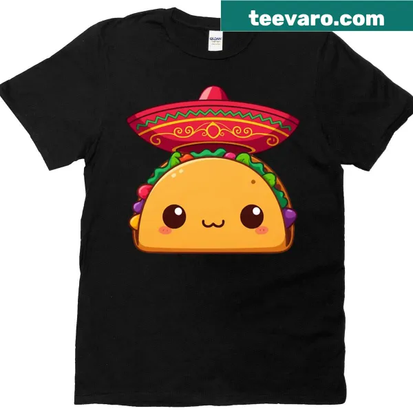 Oversized t-shirt featuring a charming taco with a sombrero