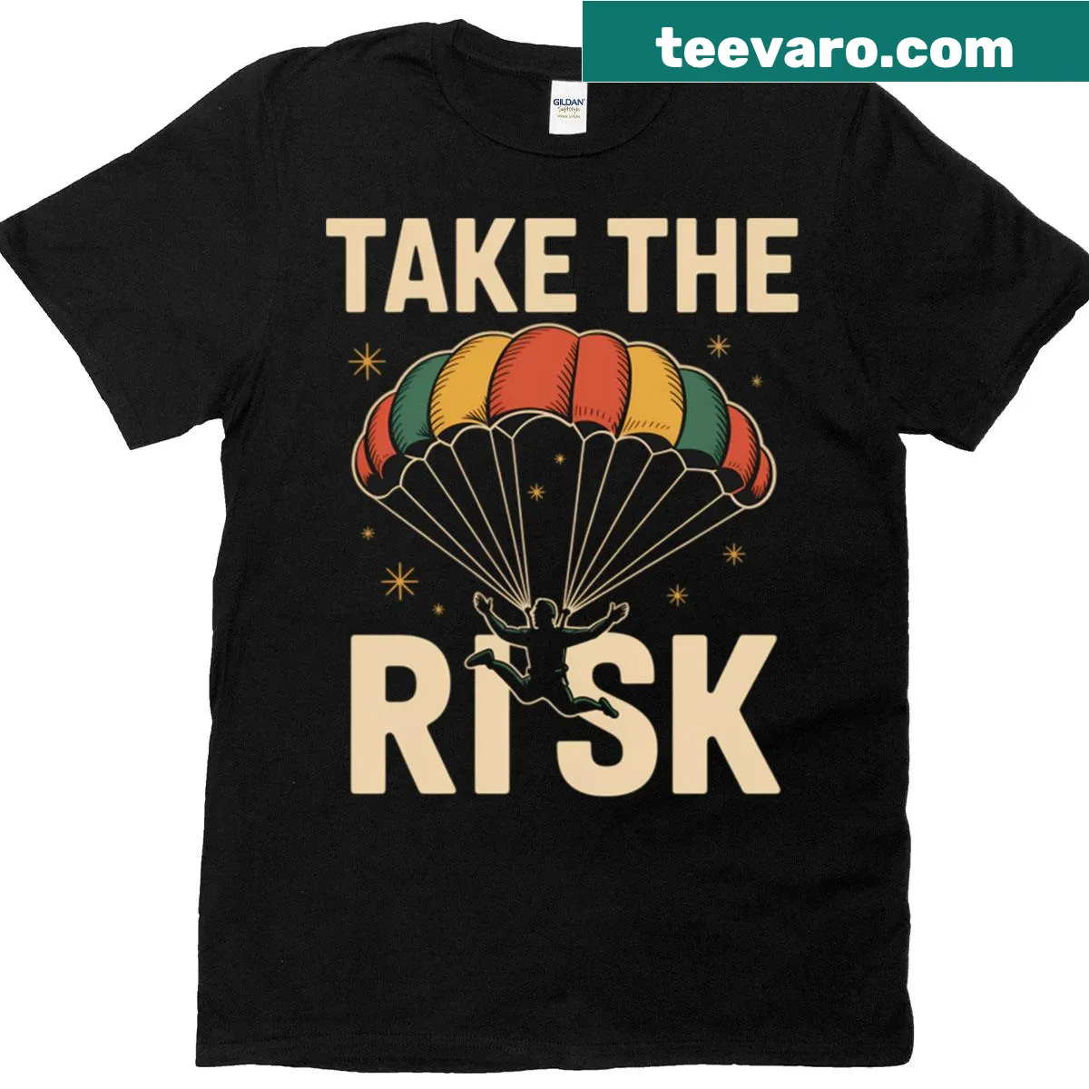 Inspirational t-shirt featuring a parachute graphic — on a men's t-shirt