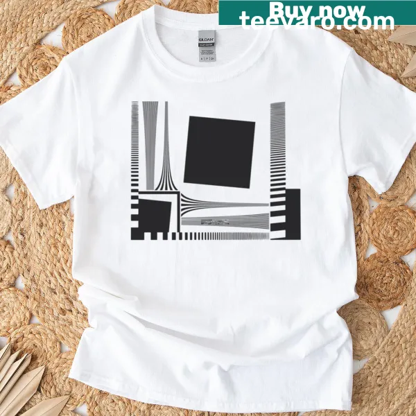Minimalist line-art design T-shirt with an abstract test pattern