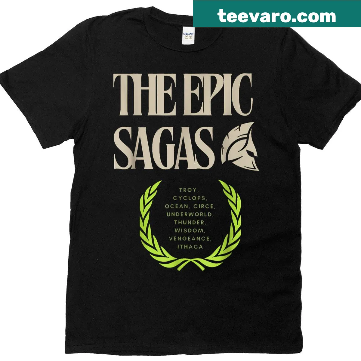Musical T-shirt related to Odysseus and epic sagas — on a men's t-shirt