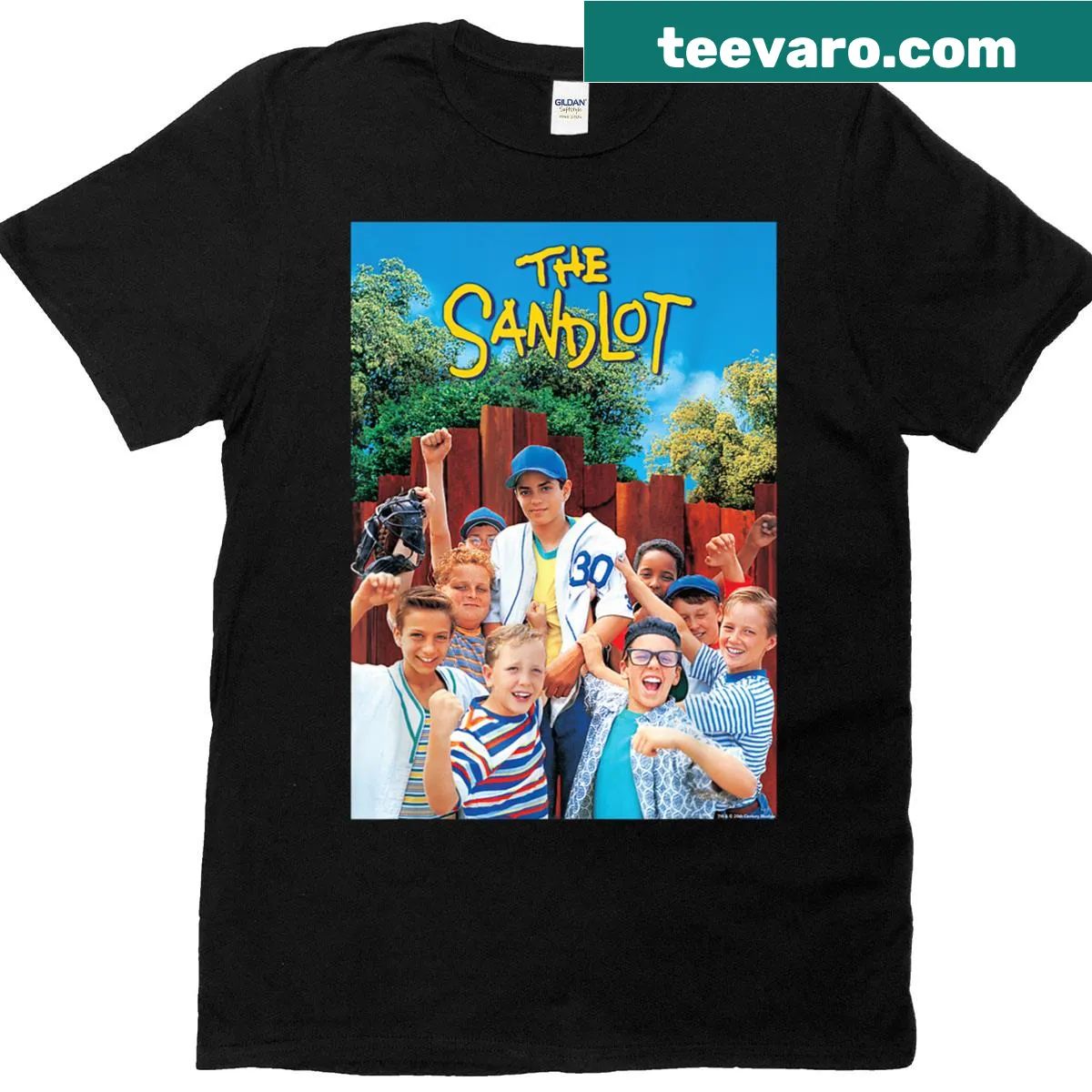 Illustration of The Sandlot baseball team on a t-shirt — on a men's t-shirt