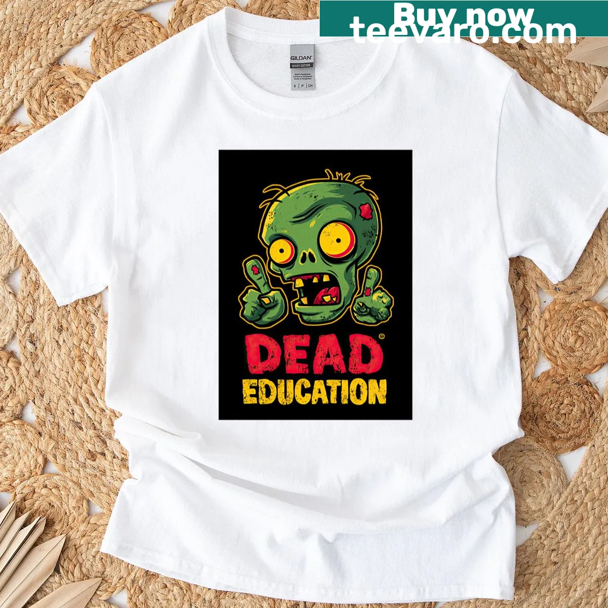 Cartoon monster graphic expressing feelings about tests — on a men's t-shirt