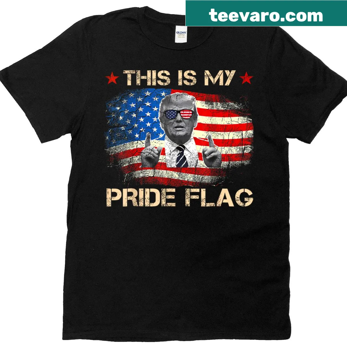 Patriotic t-shirt with 'This Is My Pride Flag USA' text. — on a men's t-shirt