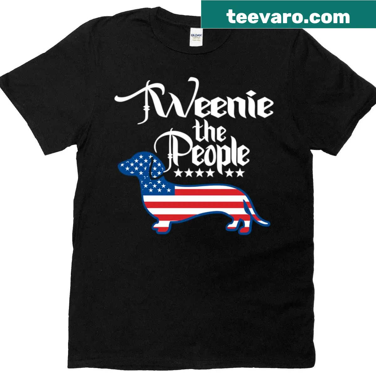 Vintage 4th of July t-shirt with 'Weenie The People' and an American flag — on a men's t-shirt