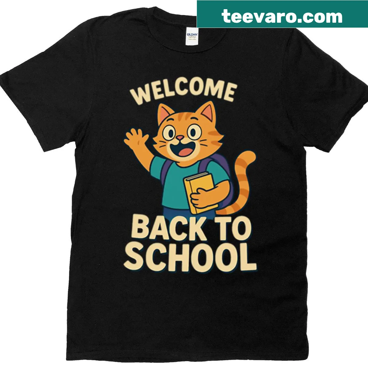 Funny cat-themed T-shirt for teachers with humorous text — on a men's t-shirt