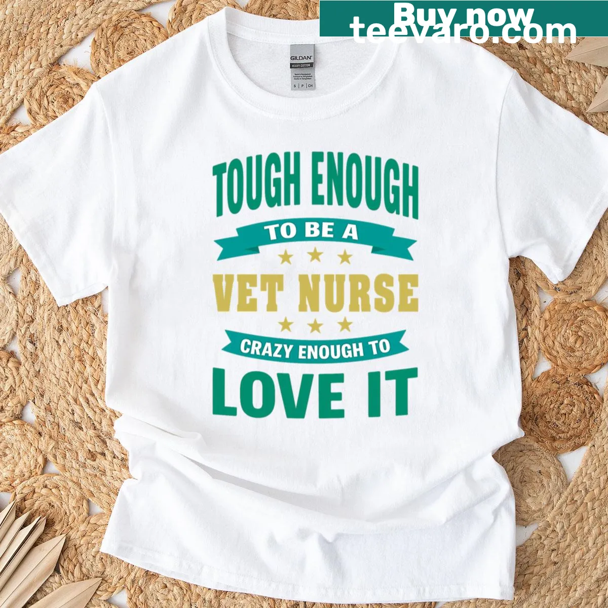 Inspirational veterinary nurse T-shirt with humorous text — on a men's t-shirt