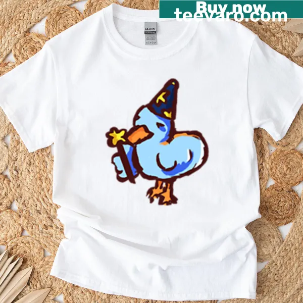 Oversized T-shirt featuring a cute cartoon wizard duck