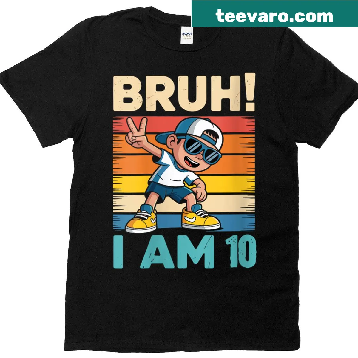 Retro T-shirt for kids with dabbing figure and birthday message — on a men's t-shirt