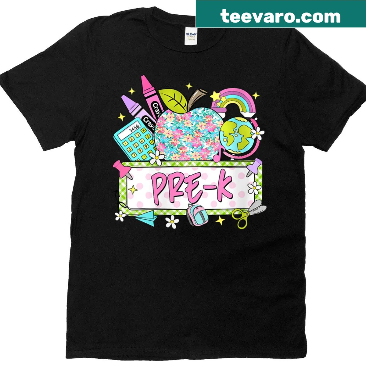 Cute typography T-shirt for pre-k teachers celebrating first day of school — on a men's t-shirt