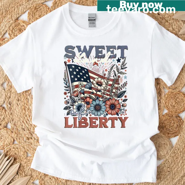 Patriotic t-shirt featuring 'Sweet Land Of Liberty' design