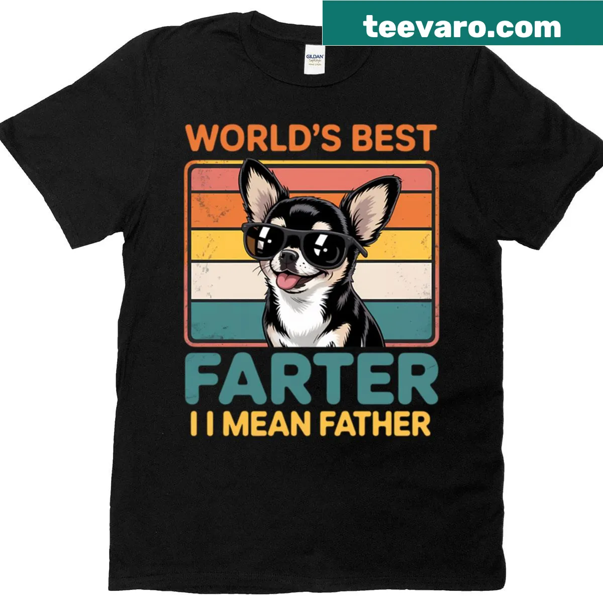 Funny dad t-shirt with the saying World's Best Farter I Mean Father — on a men's t-shirt