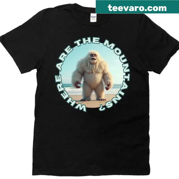 T-shirt featuring a yeti vacationing by the sea
