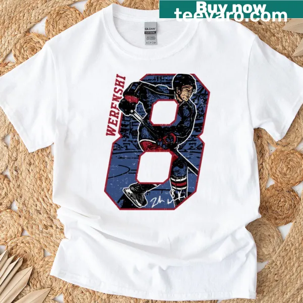 Offset design featuring Zach Werenski's name and number on a T-shirt