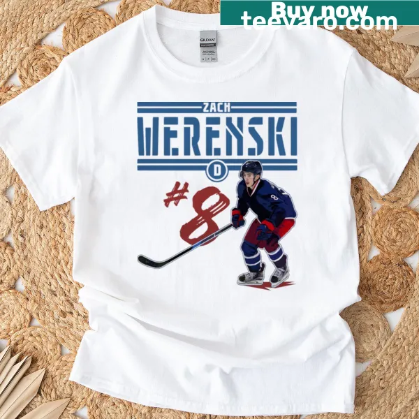 T-shirt featuring the name 'Zach Werenski' in bold typography