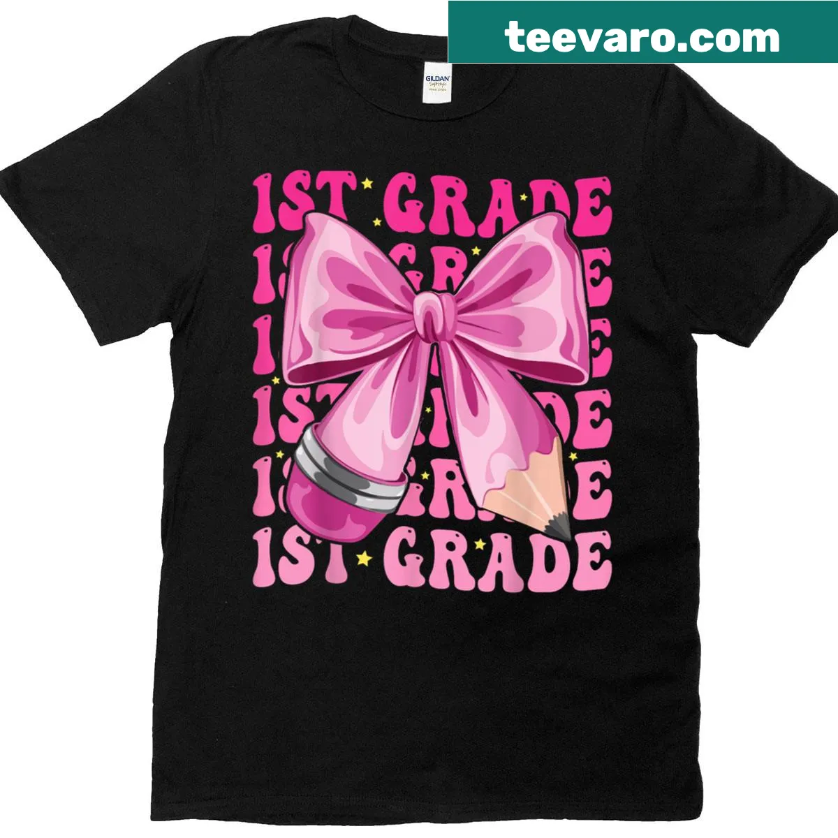 Cute illustration of a bow for 1st grade girls' back to school shirt — on a men's t-shirt