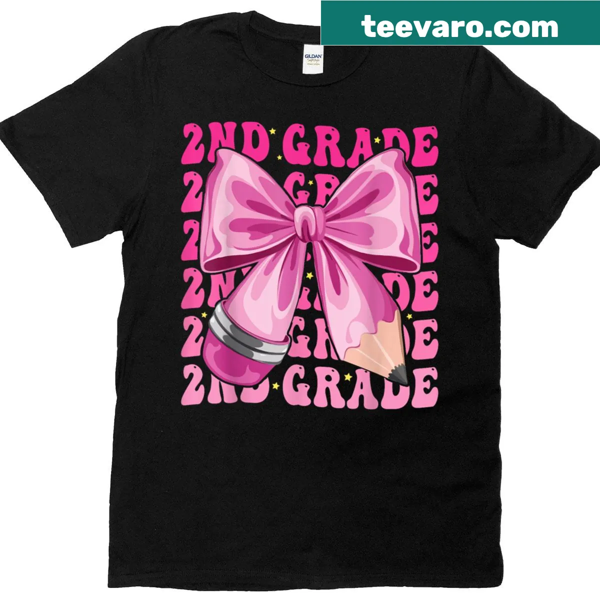 Cute shirt with a bow design for second grade girls — on a men's t-shirt